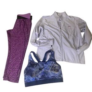 NIKE Women’s Medium Activewear Set Dri-Fit Jacket Bra Capri Leggings M